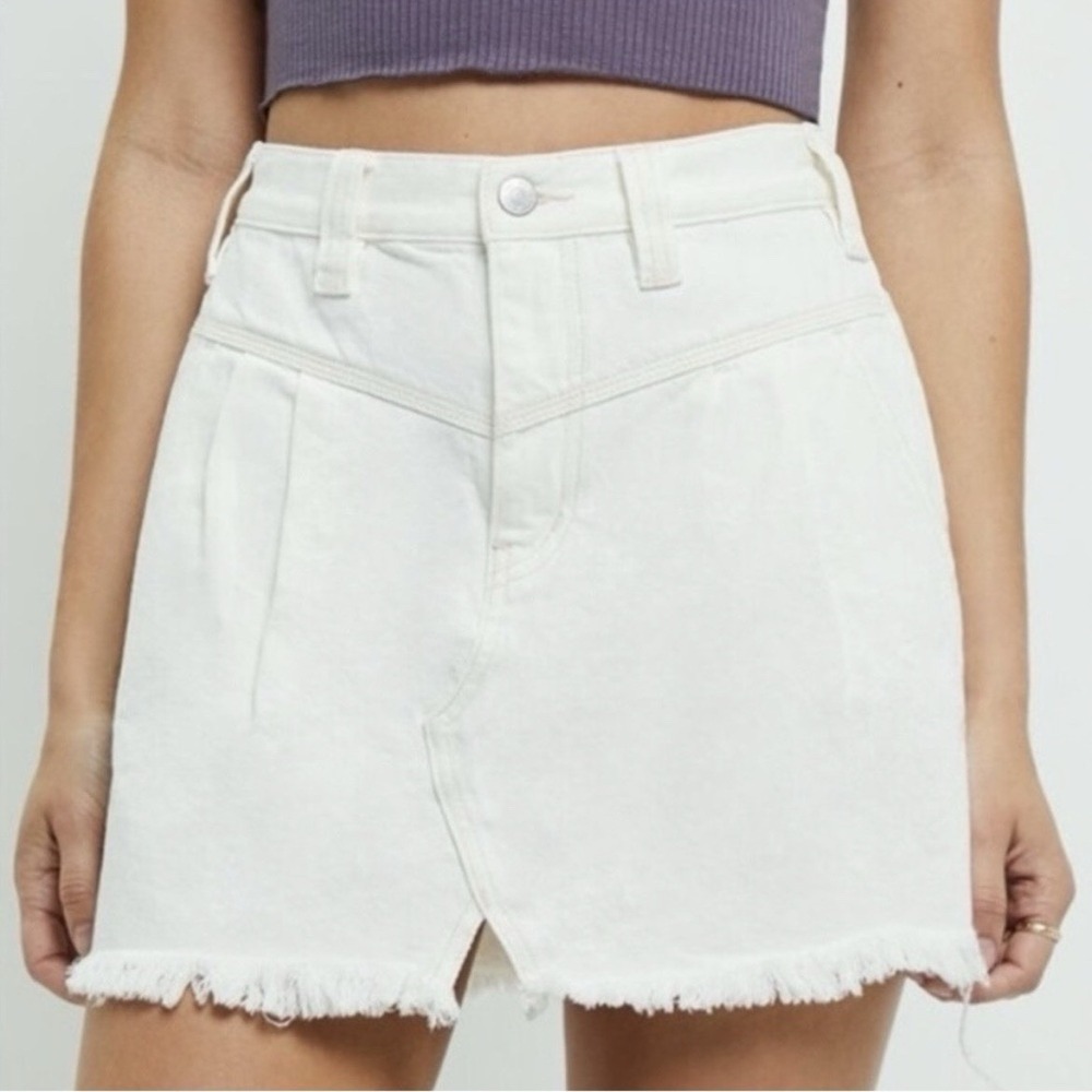 We the Free Womens Sidecar Off White Denim Mini Skirt Size 31